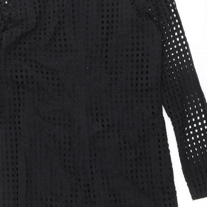 NEXT Womens Black Geometric 100% Cotton A-Line Size 12 Boat Neck Zip