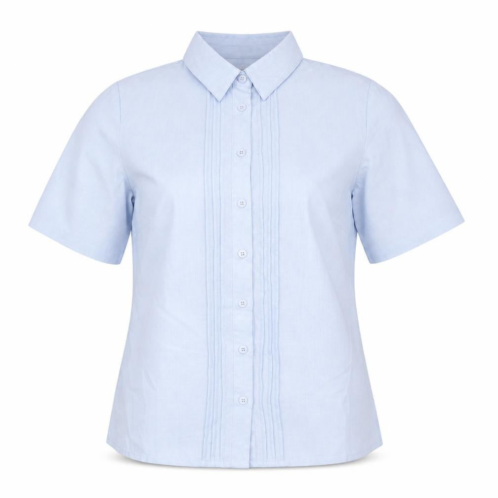EWM Womens Blue Polyester Basic Button-Up Size 12 Collared
