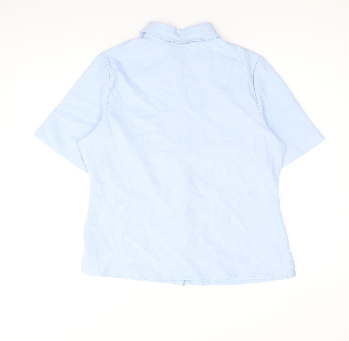 EWM Womens Blue Polyester Basic Button-Up Size 12 Collared