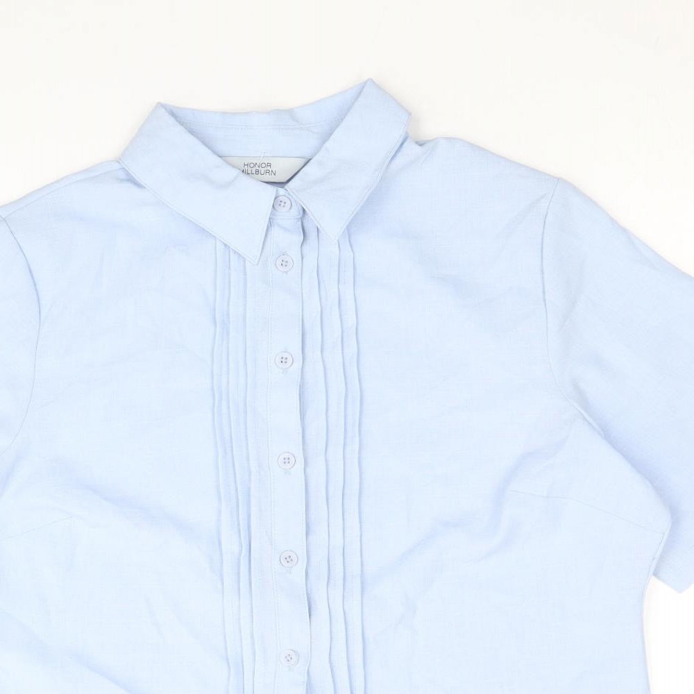 EWM Womens Blue Polyester Basic Button-Up Size 12 Collared