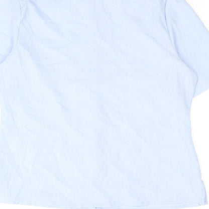 EWM Womens Blue Polyester Basic Button-Up Size 12 Collared