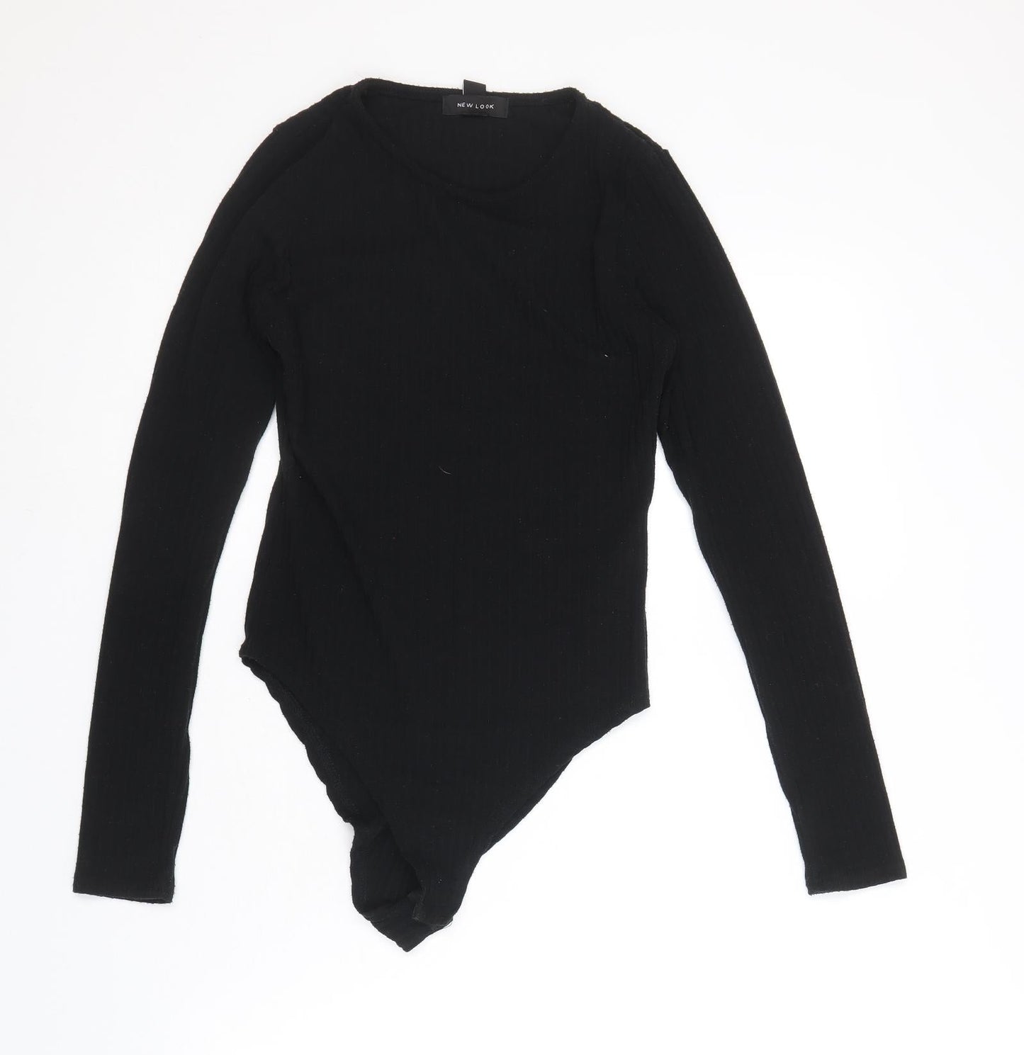 New Look Womens Black Polyester Bodysuit One-Piece Size 8 Snap