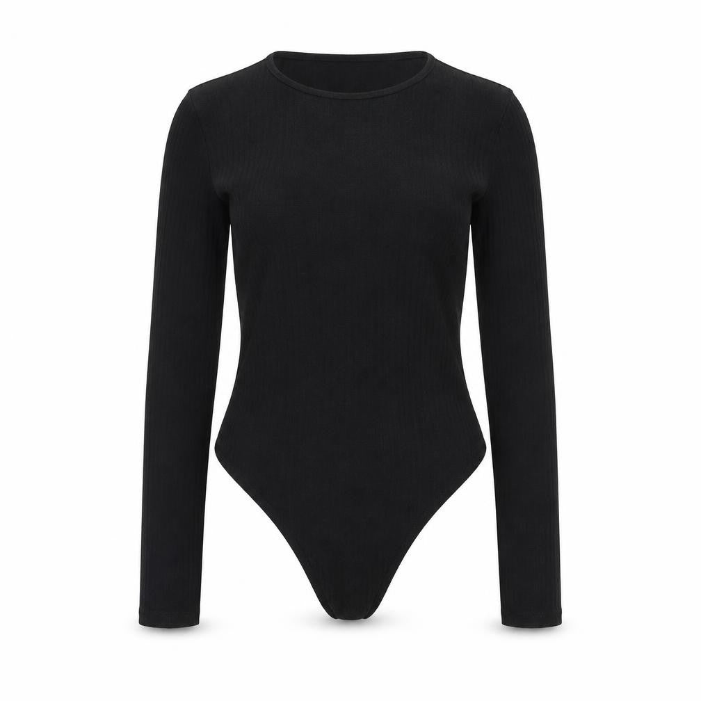 New Look Womens Black Polyester Bodysuit One-Piece Size 8 Snap