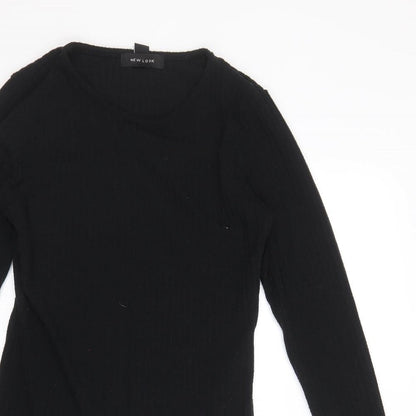 New Look Womens Black Polyester Bodysuit One-Piece Size 8 Snap