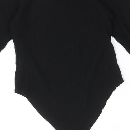 New Look Womens Black Polyester Bodysuit One-Piece Size 8 Snap