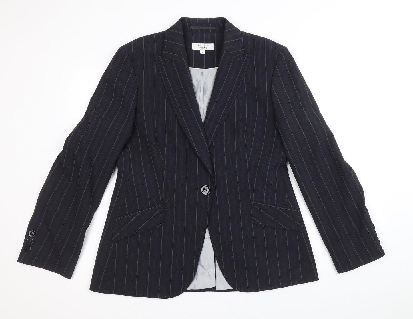NEXT Womens Blue Striped Polyester Jacket Blazer Size 14