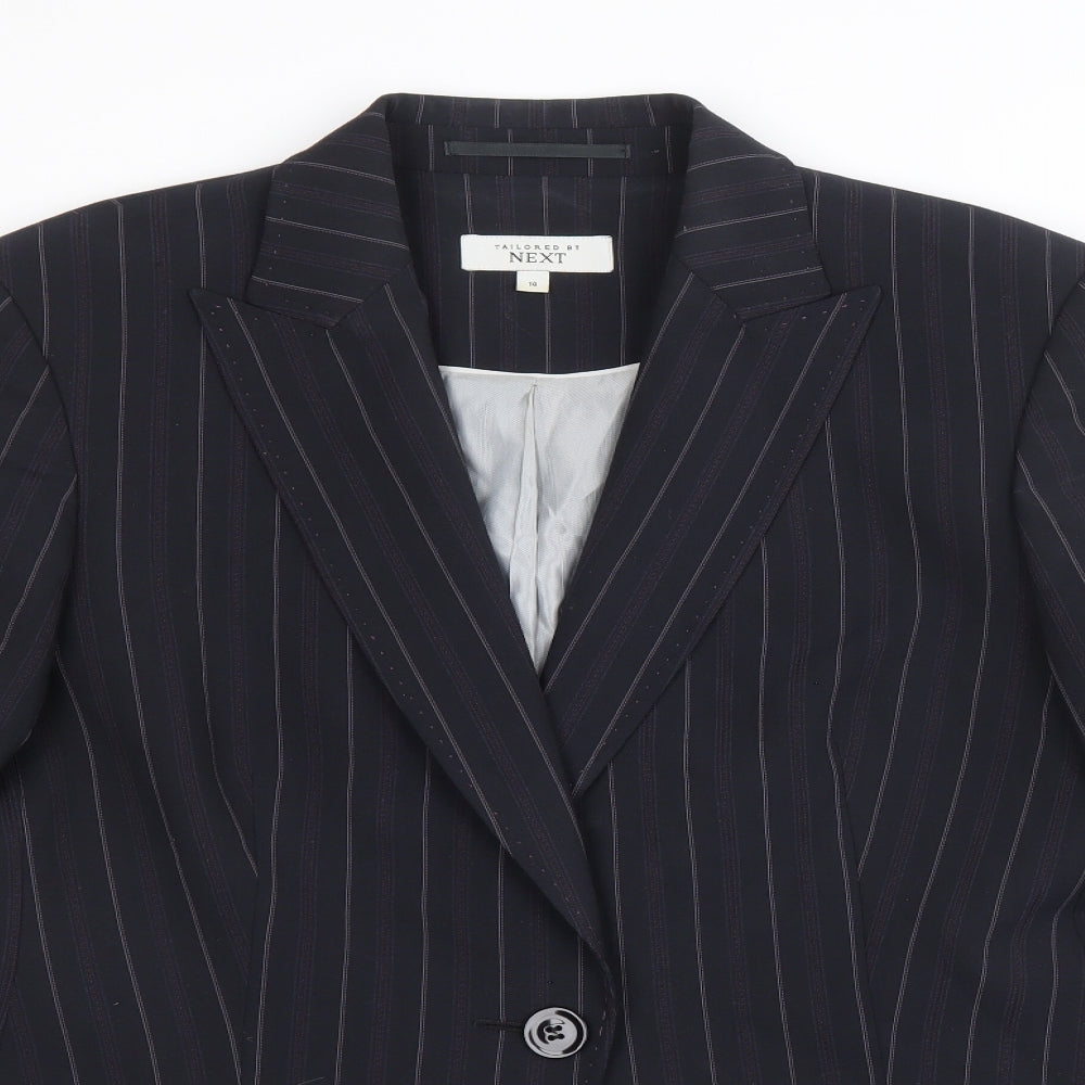 NEXT Womens Blue Striped Polyester Jacket Blazer Size 14