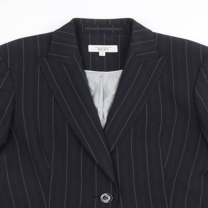NEXT Womens Blue Striped Polyester Jacket Blazer Size 14