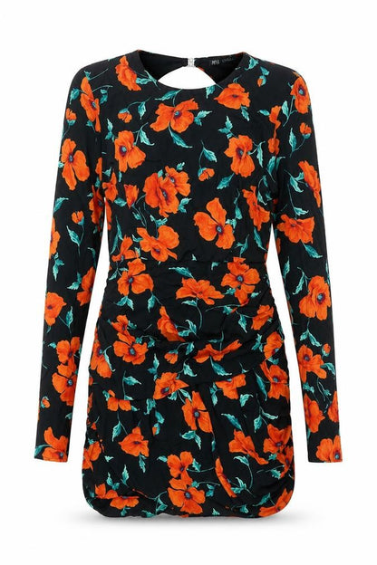 Zara Womens Multicoloured Floral Polyester Mini Size M Round Neck Zip - Cut Out Back Detail