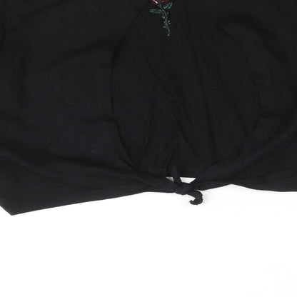 Divided by H&M Womens Black 100% Cotton Pullover Sweatshirt Size S Pullover - Cropped, Open Back Detail