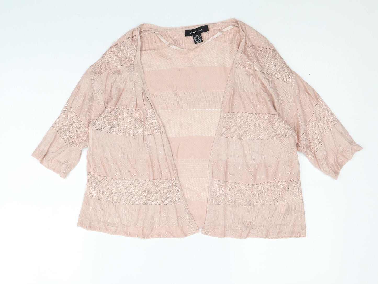 Atmosphere Womens Pink V-Neck Striped Viscose Cardigan Jumper Size M