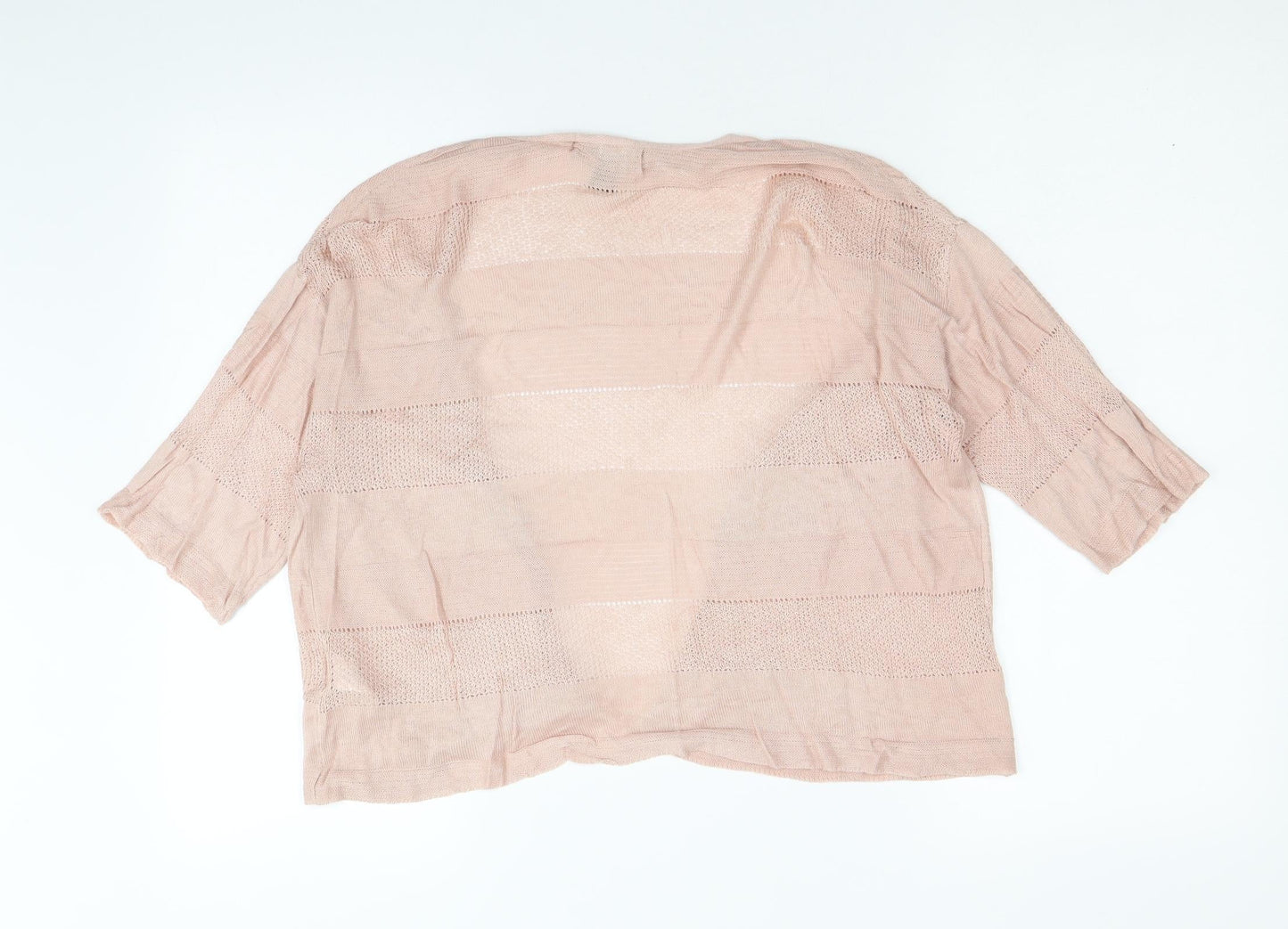 Atmosphere Womens Pink V-Neck Striped Viscose Cardigan Jumper Size M