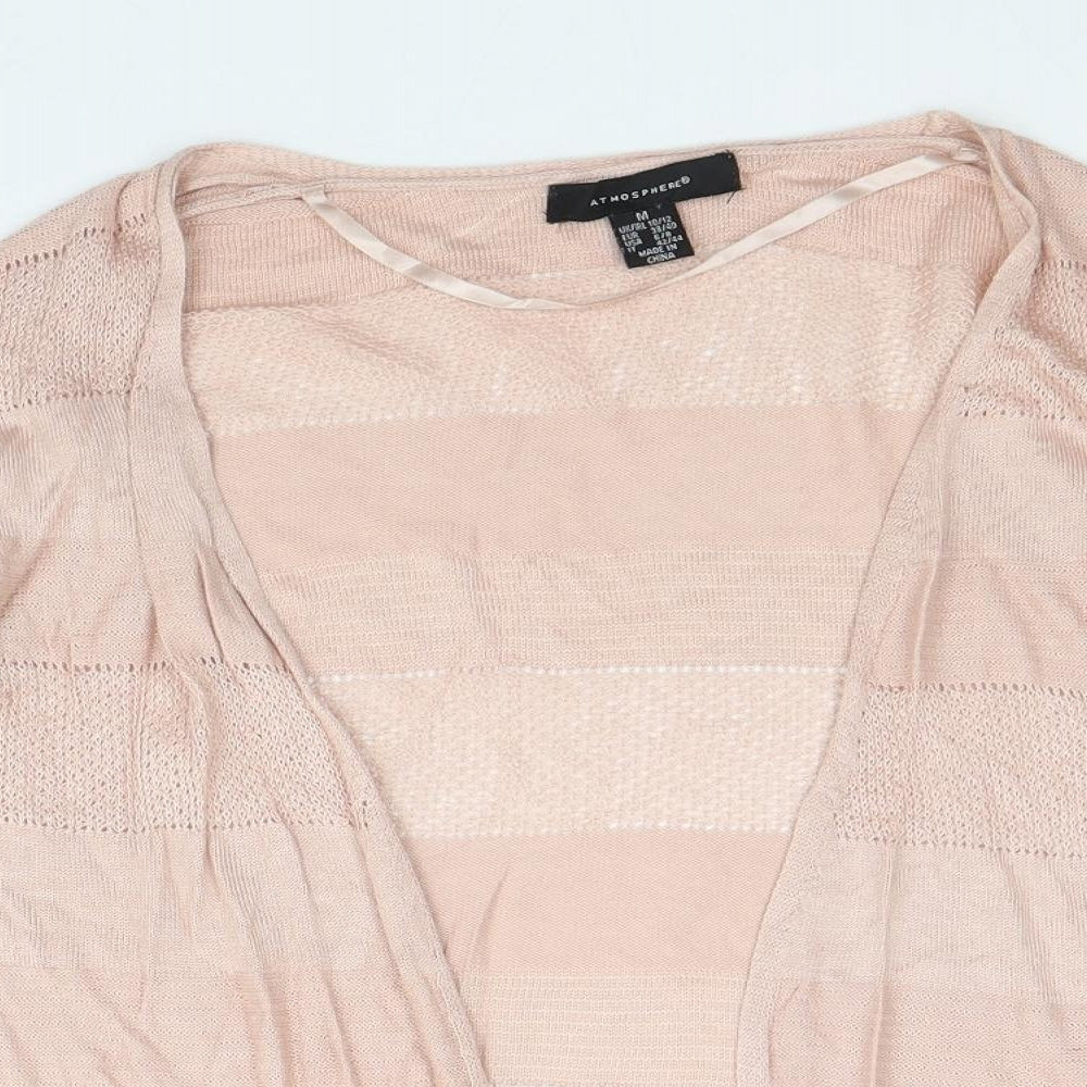 Atmosphere Womens Pink V-Neck Striped Viscose Cardigan Jumper Size M