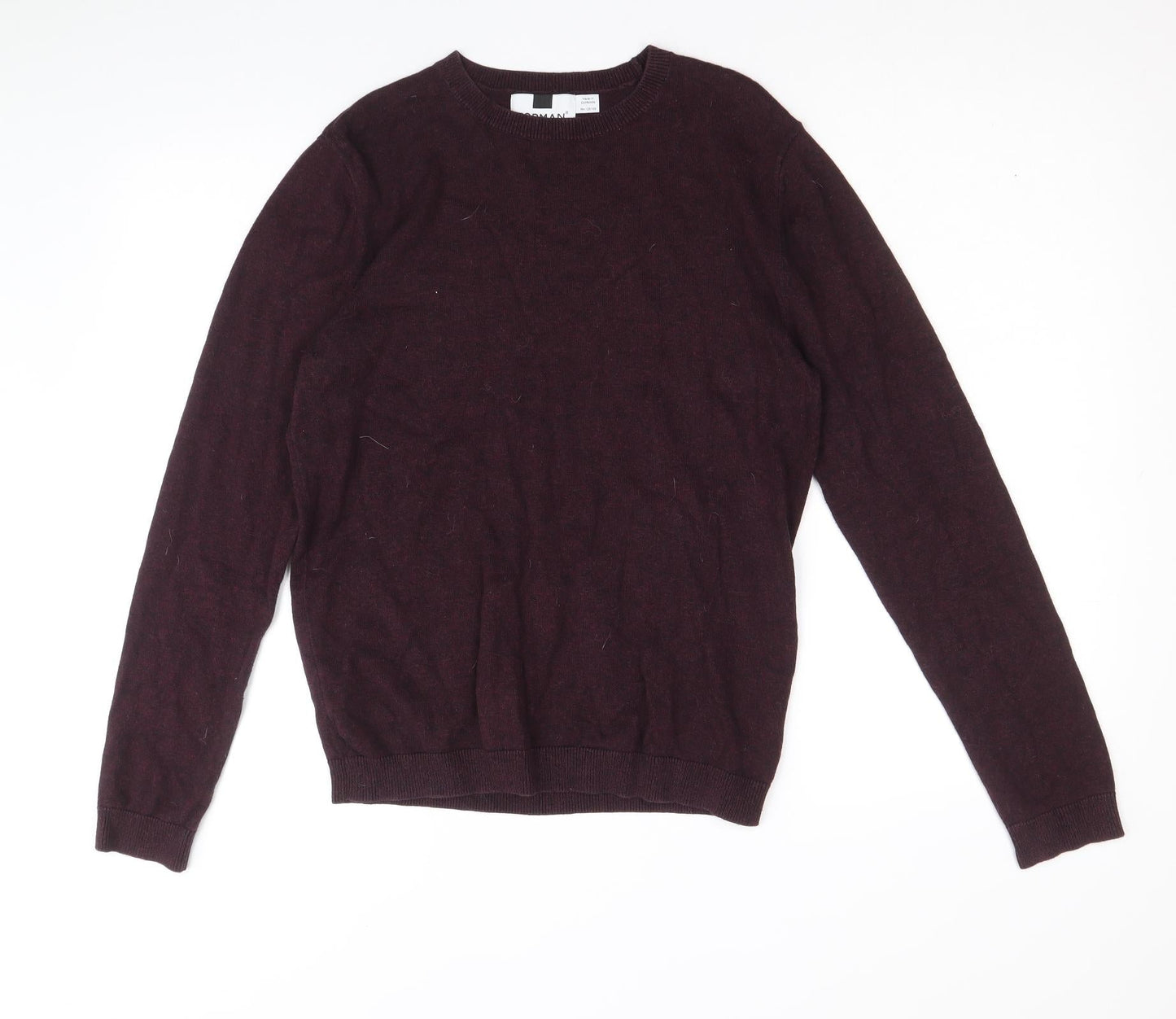 Topman Mens Purple Round Neck Cotton Pullover Jumper Size S Long Sleeve