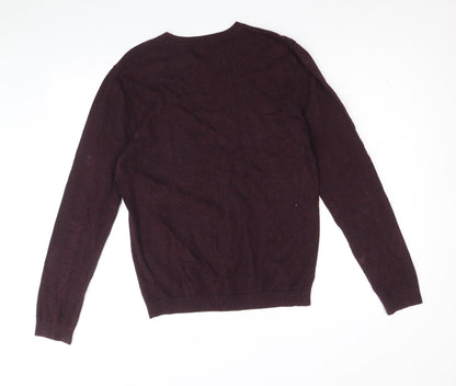 Topman Mens Purple Round Neck Cotton Pullover Jumper Size S Long Sleeve