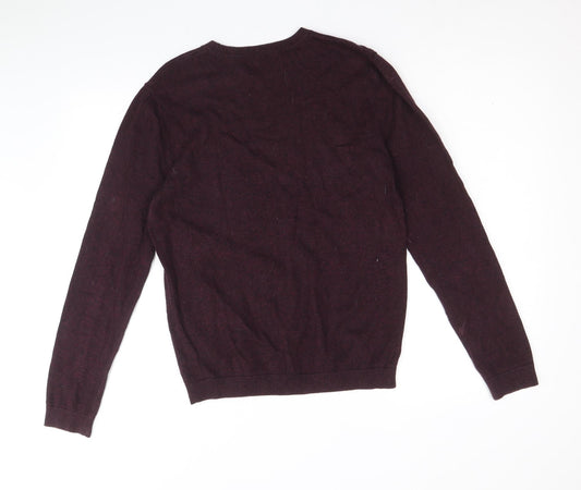Topman Mens Purple Round Neck Cotton Pullover Jumper Size S Long Sleeve