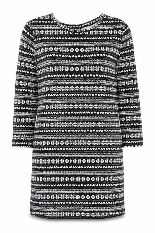 Peacocks Womens Black Fair Isle Viscose A-Line Size 12 Round Neck Pullover