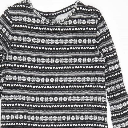 Peacocks Womens Black Fair Isle Viscose A-Line Size 12 Round Neck Pullover