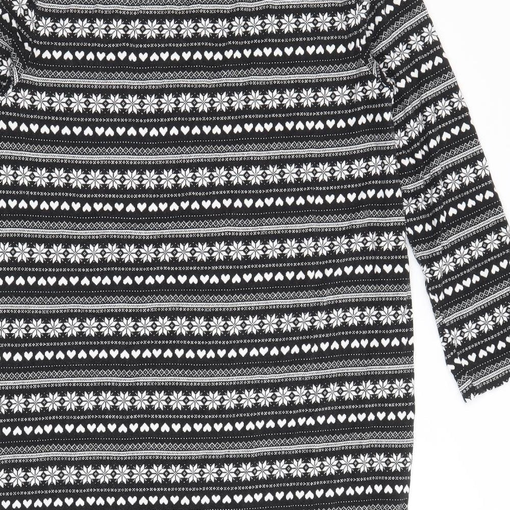 Peacocks Womens Black Fair Isle Viscose A-Line Size 12 Round Neck Pullover