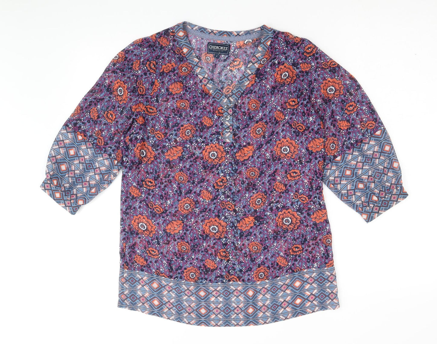 Womens UK Size 8 Cherokee Multicoloured Basic Blouse