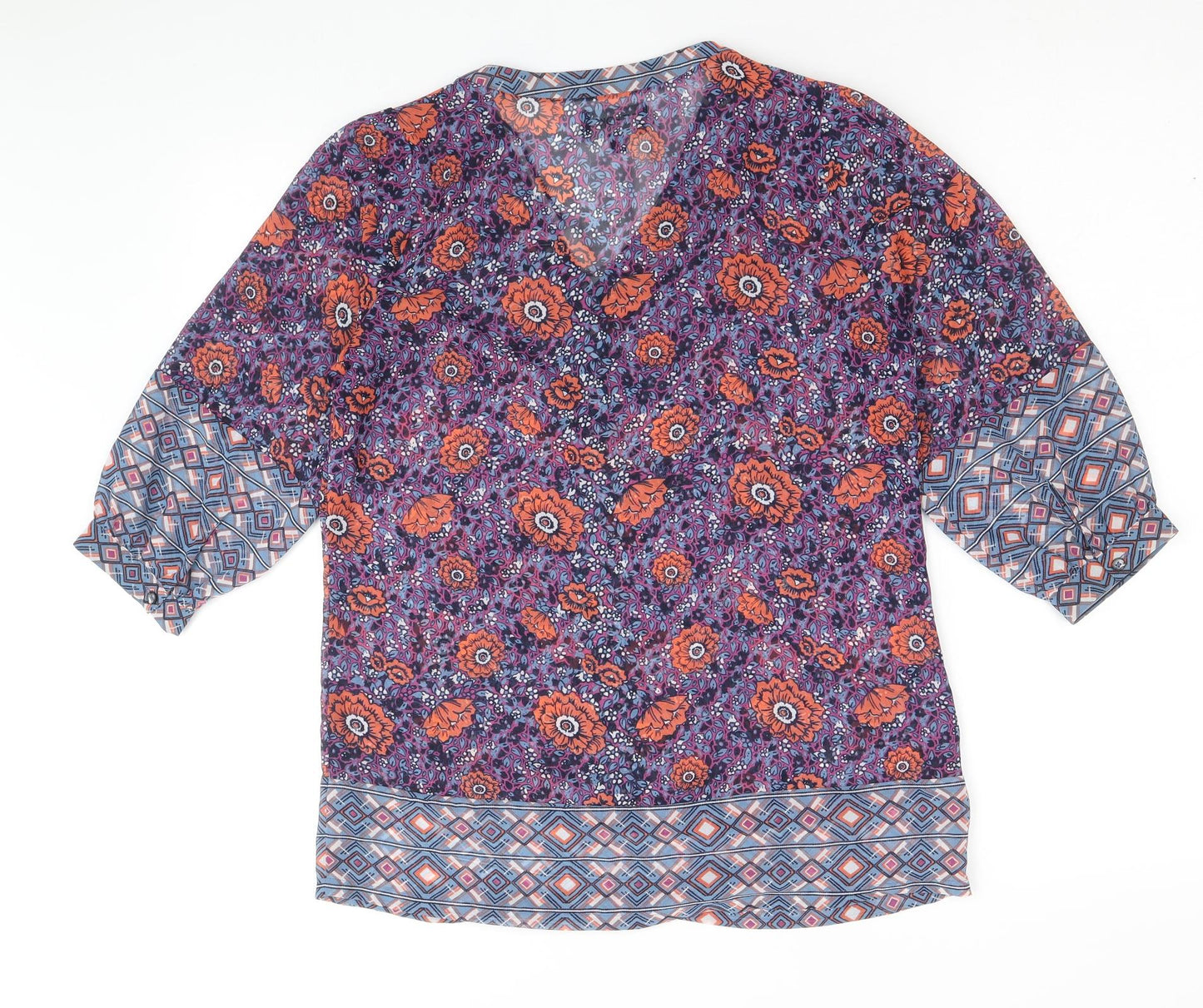 Womens UK Size 8 Cherokee Multicoloured Basic Blouse