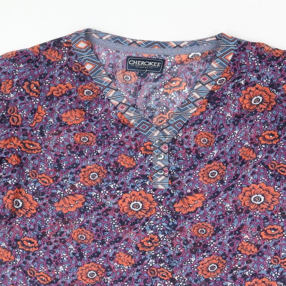 Womens UK Size 8 Cherokee Multicoloured Basic Blouse