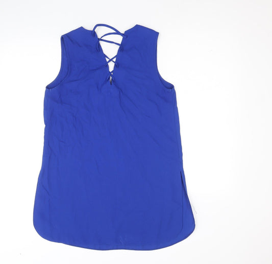 George Womens Blue Polyester A-Line Size 10 V-Neck Pullover