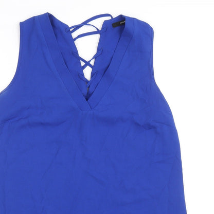 George Womens Blue Polyester A-Line Size 10 V-Neck Pullover