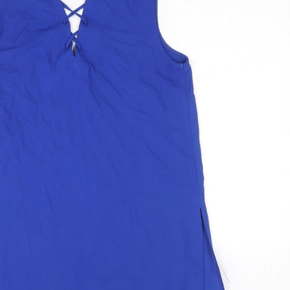 George Womens Blue Polyester A-Line Size 10 V-Neck Pullover