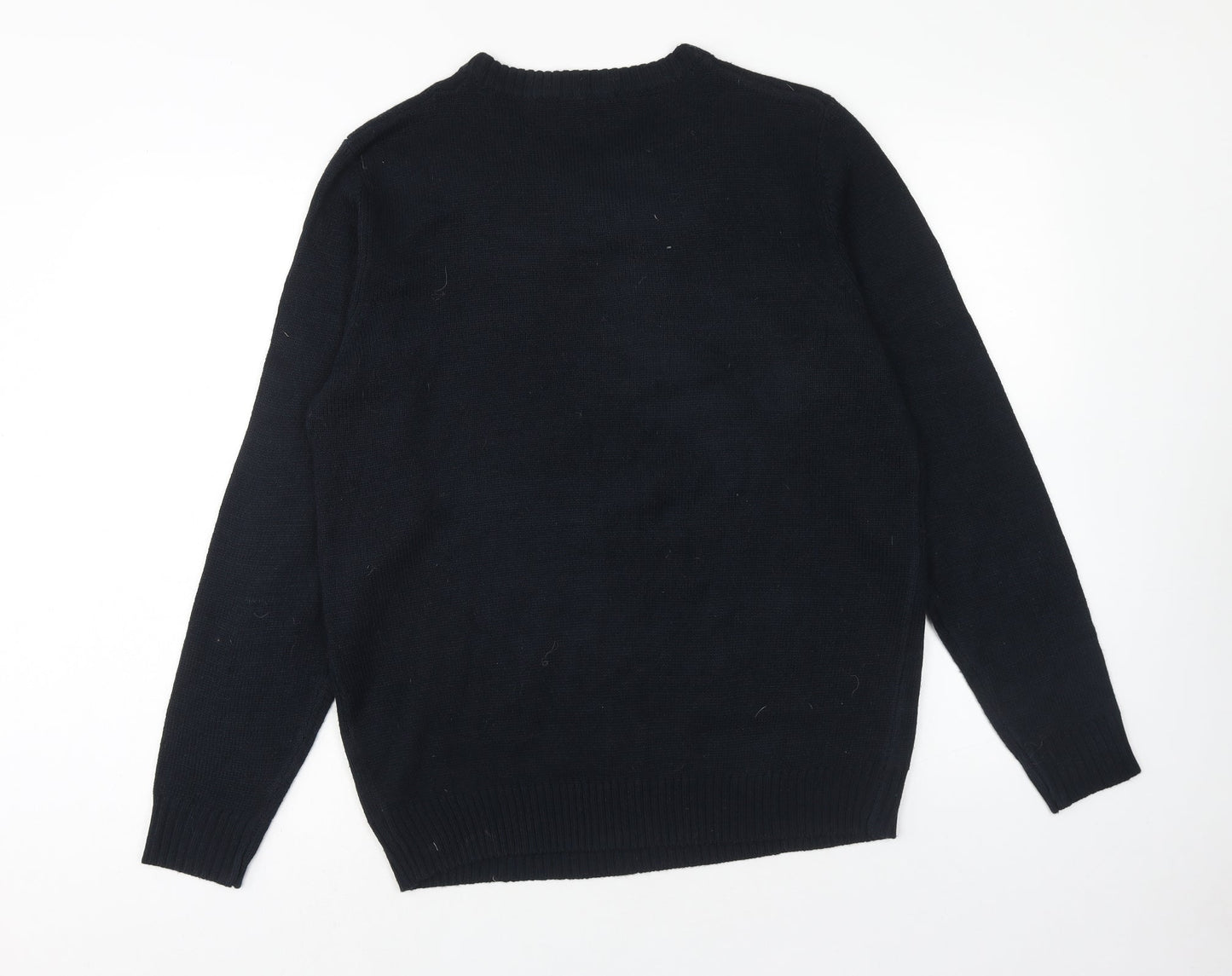 Avenue Mens Blue Round Neck Acrylic Pullover Jumper Size M Long Sleeve - Santa