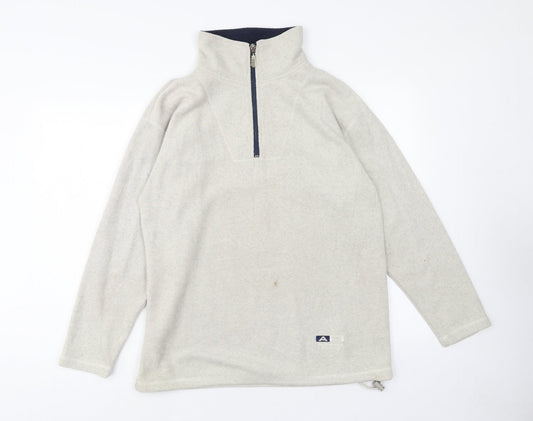 Authentic Womens Beige Polyester Pullover Sweatshirt Size 10 Zip - Size 10-12