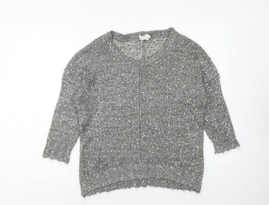 NEXT Womens Grey Scoop Neck Polyester Pullover Jumper Size 12