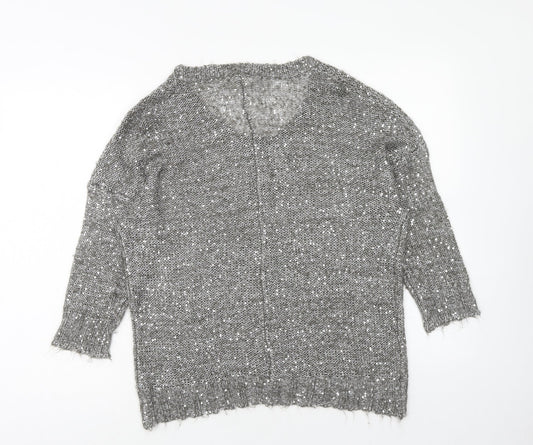 NEXT Womens Grey Scoop Neck Polyester Pullover Jumper Size 12