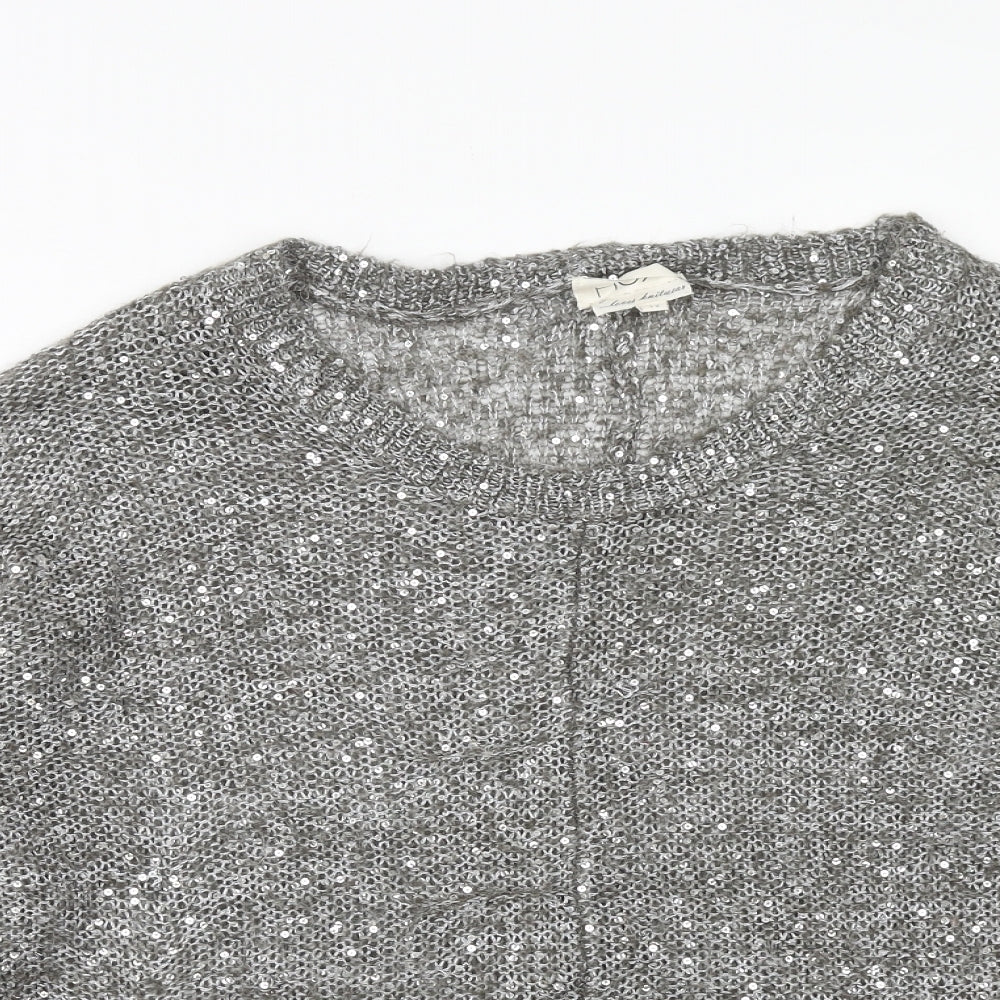 NEXT Womens Grey Scoop Neck Polyester Pullover Jumper Size 12