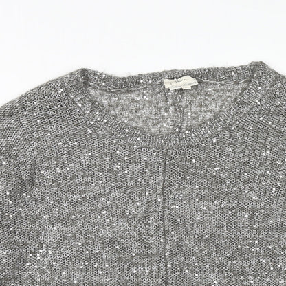 NEXT Womens Grey Scoop Neck Polyester Pullover Jumper Size 12
