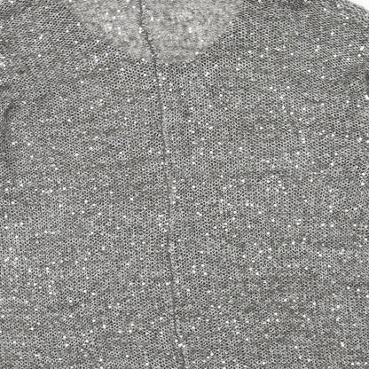 NEXT Womens Grey Scoop Neck Polyester Pullover Jumper Size 12