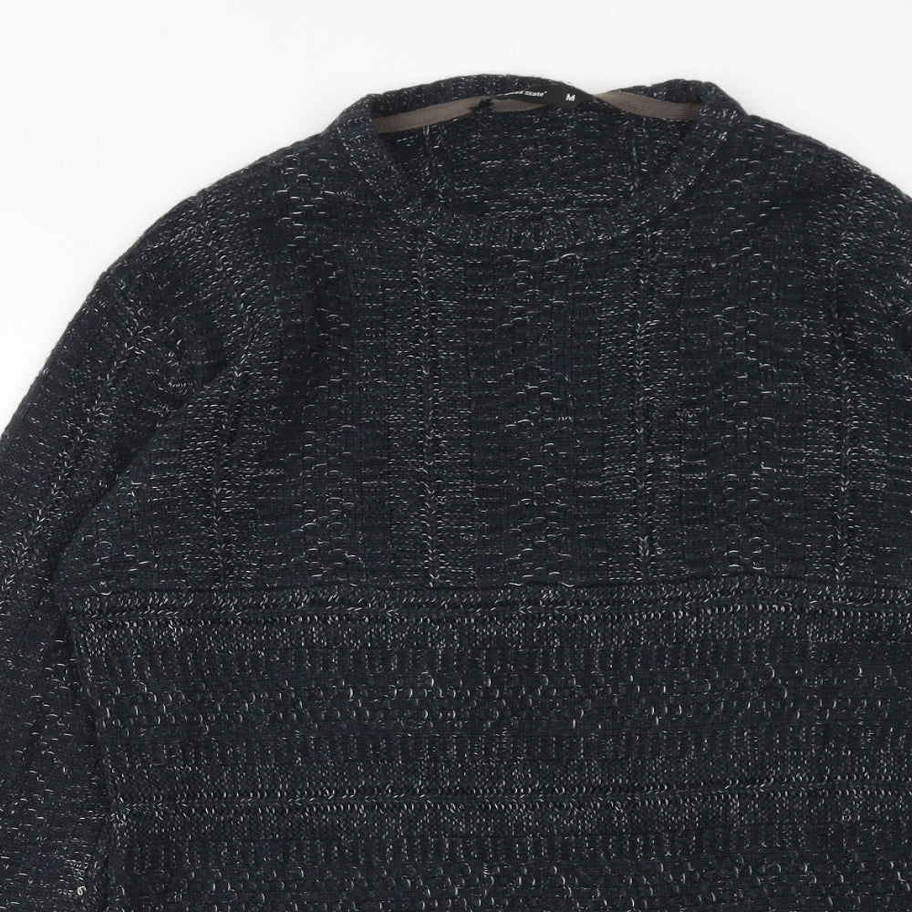 Cedar Wood State Mens Blue Round Neck Acrylic Pullover Jumper Size M Long Sleeve
