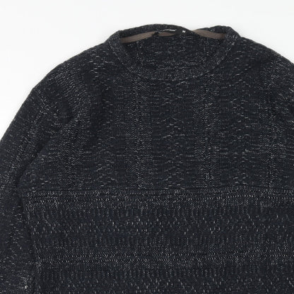 Cedar Wood State Mens Blue Round Neck Acrylic Pullover Jumper Size M Long Sleeve