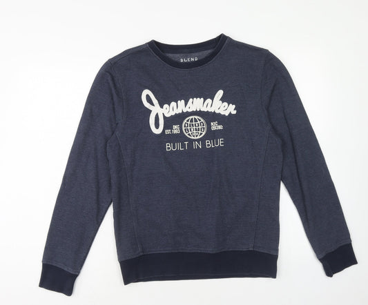 Mens UK Size S Blend Blue Pullover Sweatshirt