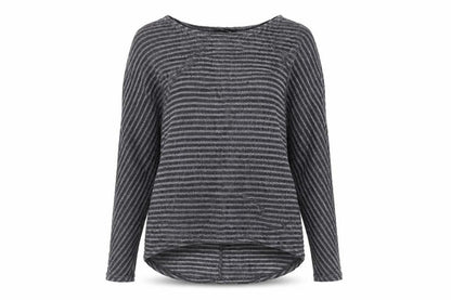 New Look Womens Grey Round Neck Striped Polyester Pullover Jumper Size S
