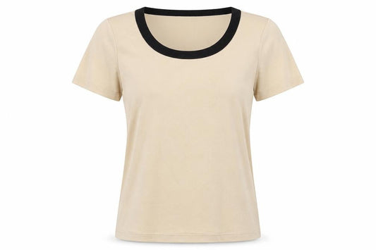 Womens UK Size S Casamia Beige Basic T-Shirt