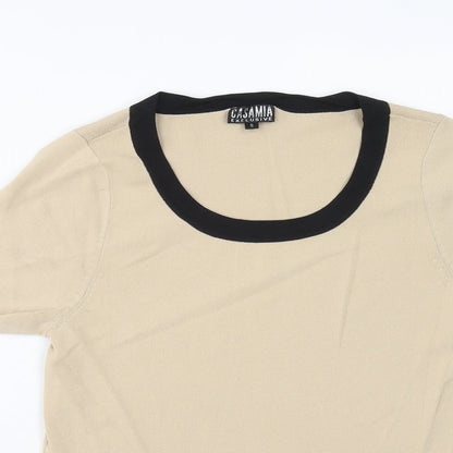 Womens UK Size S Casamia Beige Basic T-Shirt