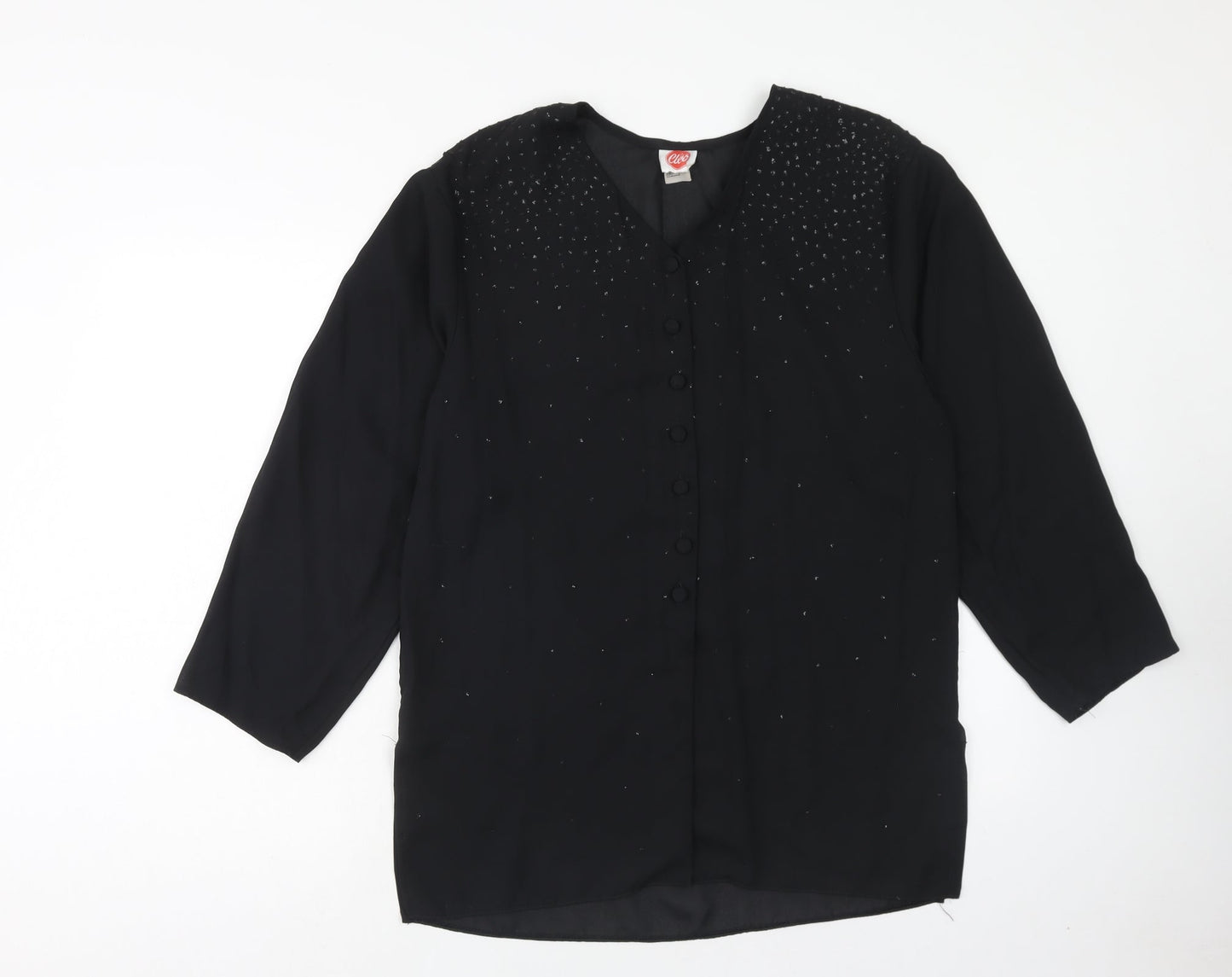 Womens UK Size 10 Cleo Black Basic Button-Up