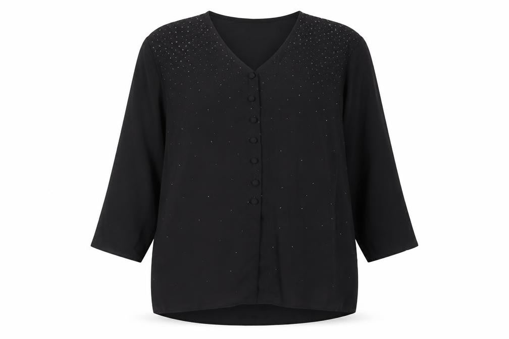 Womens UK Size 10 Cleo Black Basic Button-Up