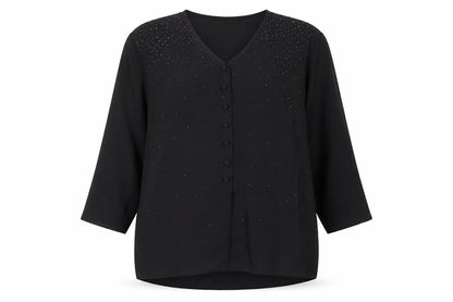 Womens UK Size 10 Cleo Black Basic Button-Up