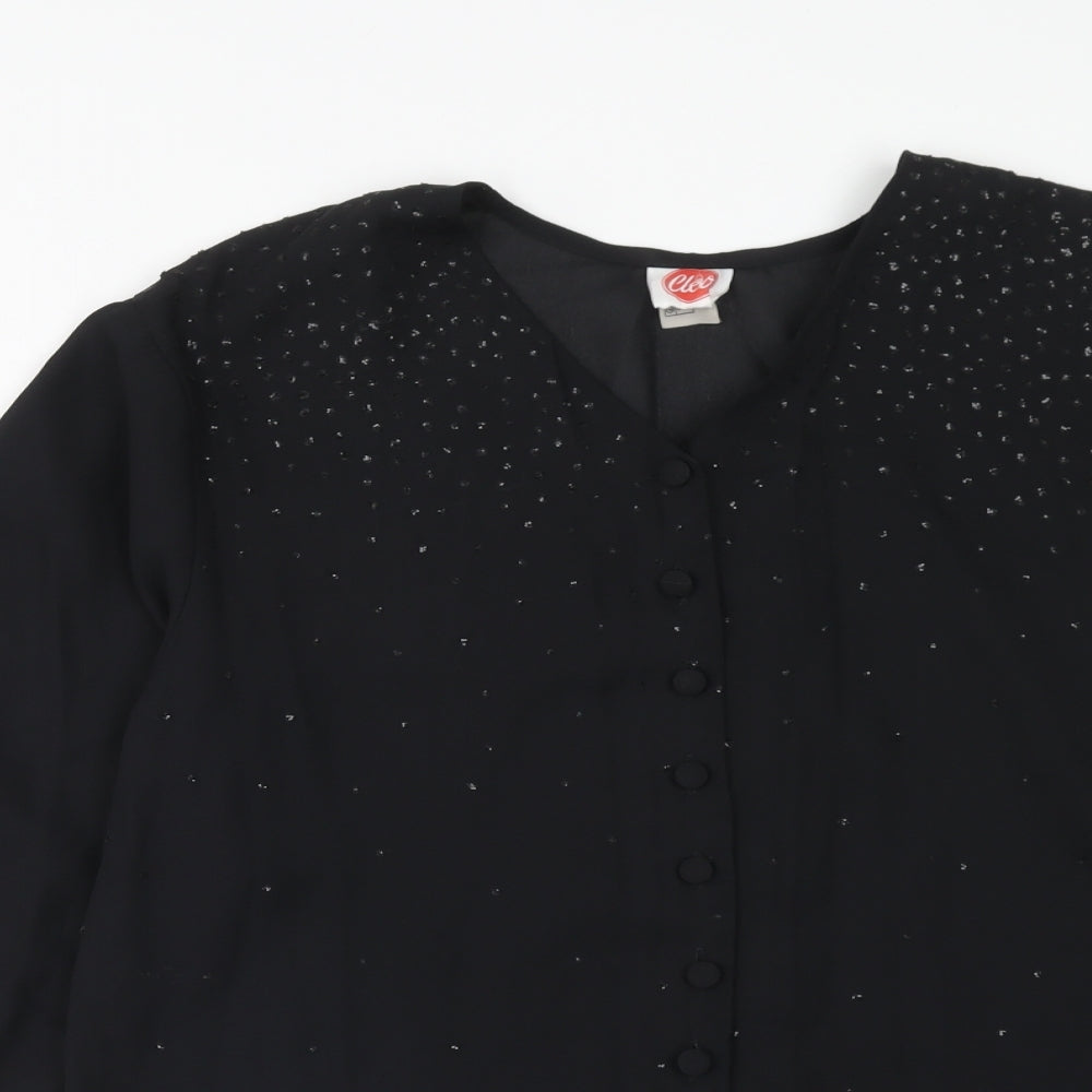 Womens UK Size 10 Cleo Black Basic Button-Up