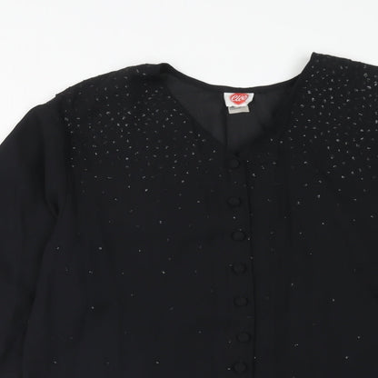 Womens UK Size 10 Cleo Black Basic Button-Up