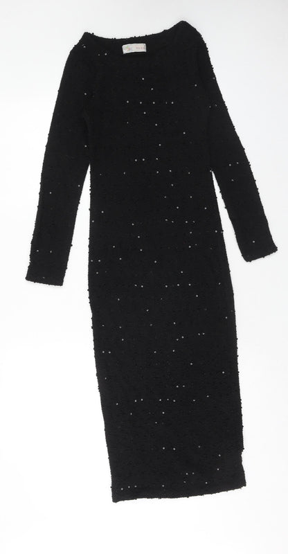 Cameo Rose Womens Black Polyester Bodycon Size 10 Boat Neck Pullover