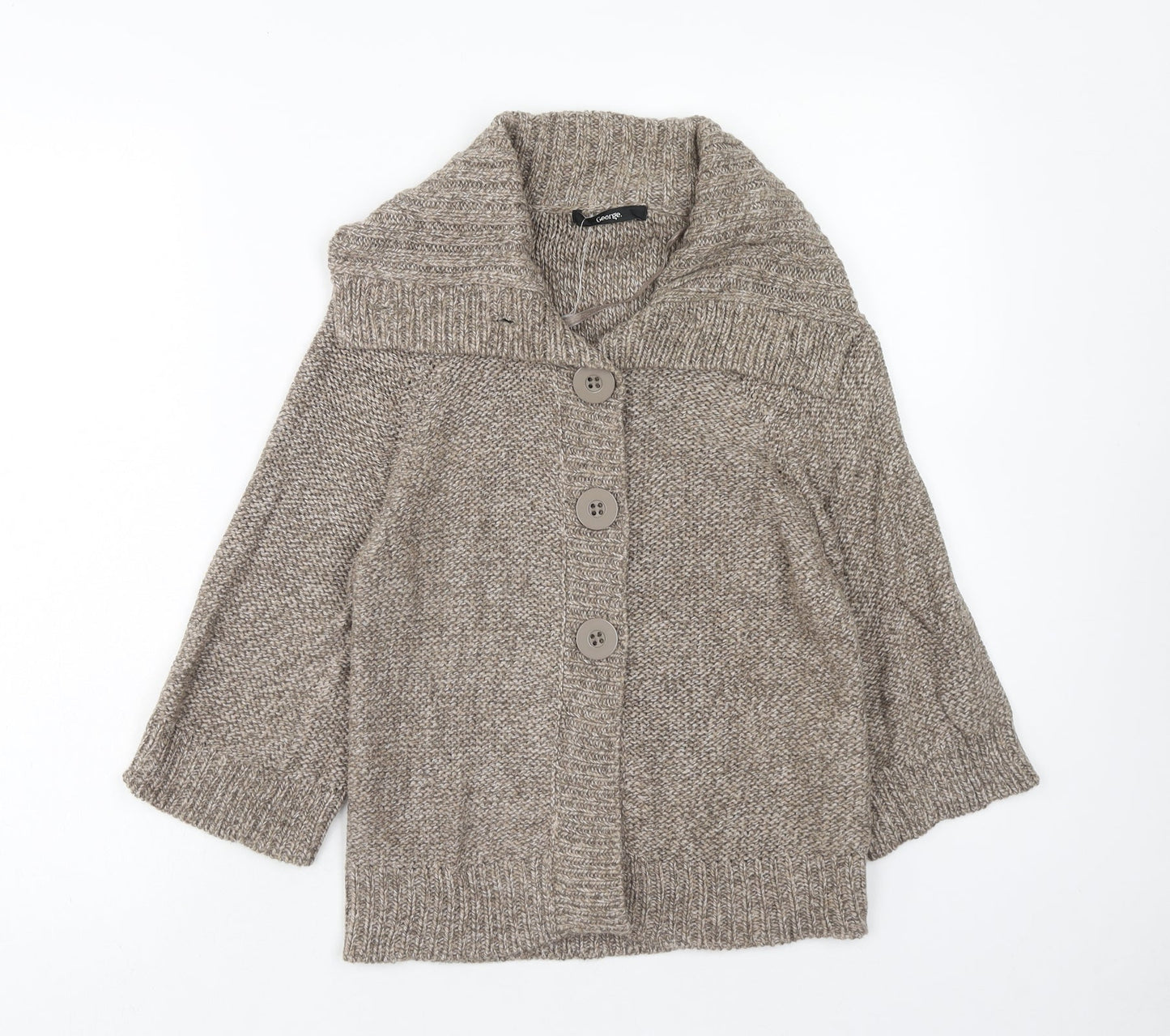 George Womens Brown V-Neck Acrylic Cardigan Jumper Size 10