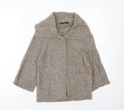 George Womens Brown V-Neck Acrylic Cardigan Jumper Size 10